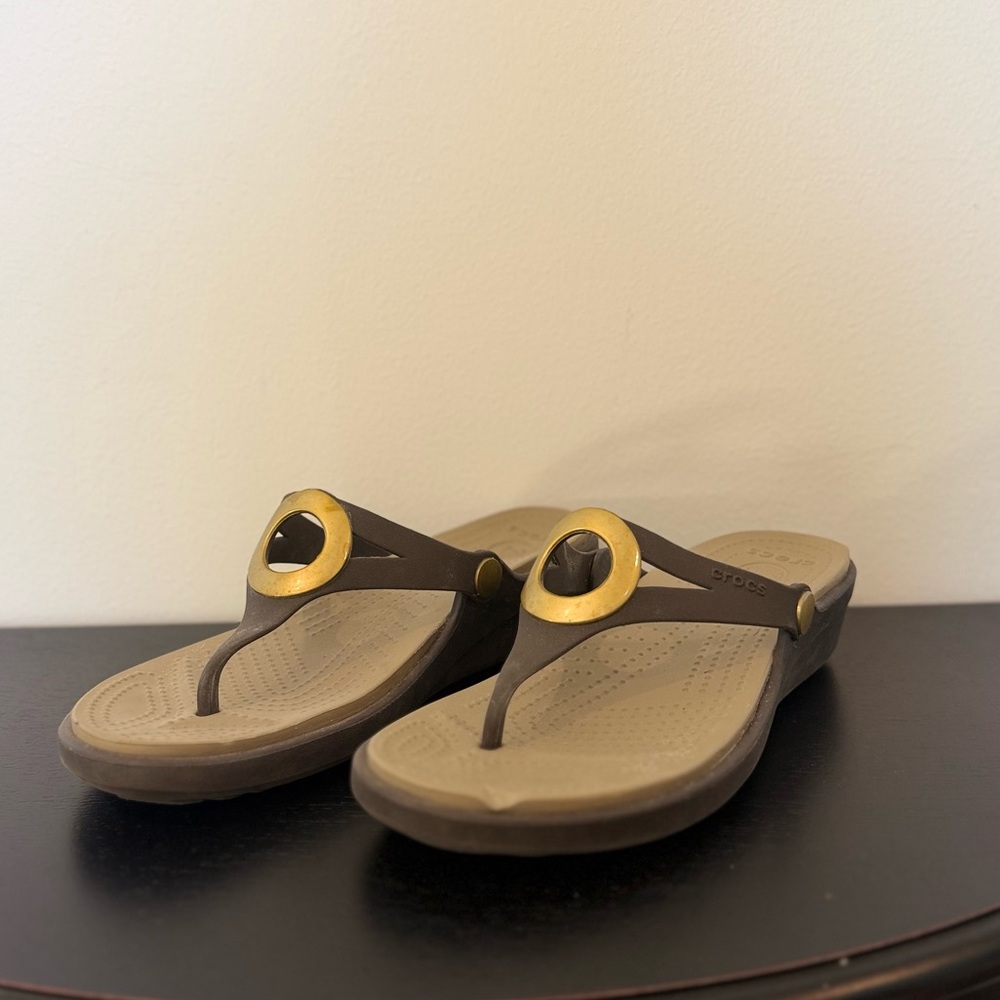CROCS Brown and Gold Sandals